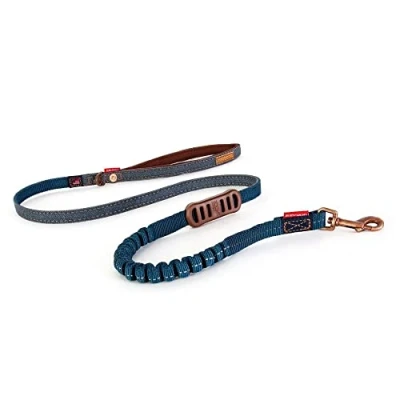 Image of EZYDOG Zero Shock LITE Dog Lead Technology, Absorbing, 1.2m, Small Dogs, Medium Large Comfortable Padded Handle, Traffic Control, 48 inches (Denim)