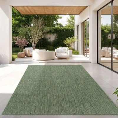 Image of TT Home Rug For Outdoor Kitchen Garden Monochrome Design Modern, colour:Green, Size:160x220 cm