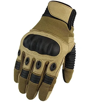 Image of Full Finger Touch Screen Contact Gloves Hard Knuckle Cycling Biking Paintball Airsoft (Kharki, Medium)