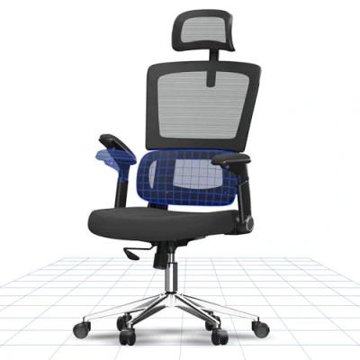 Image of FLEXISPOT Ergonomic Office Chair, 3D Armrests Desk Height Adjustable Computer Chair with Lumbar Support, Mesh Seat Swivel Wheels, Black