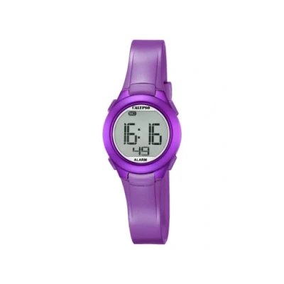 Image of Calypso Unisex Digital Watch with LCD Dial Display and Purple Plastic Strap K5677/2