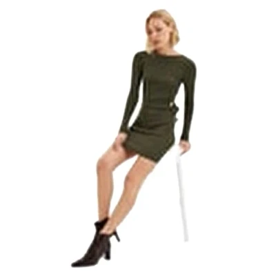 Image of Trendyol Women Young Mini Bodycon Fitted Knit Dress Khaki