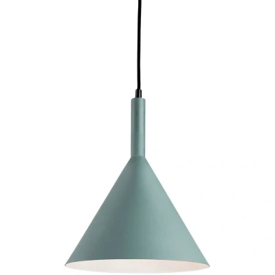 Image of Everest 1 Light Dome Ceiling Pendant Green with White Inside, E27