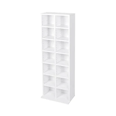 Image of Lillyvale CD Bookcase Storage Shelf Case Cabinet Rack Unit Tower Organizer Adjustable Wooden Book Bluray Video Games Up To 224 CD&#039;s (White)