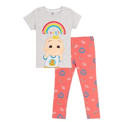 Image of CoComelon Girls T Shirt + Leggings Set Grey/Pink 1.5 2 Years