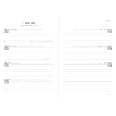 Image of Letts of London Raw A6 week to view 2025 diary berry