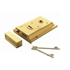 Image of Brass Surface Mounted Rim Lock 152 x 100mm