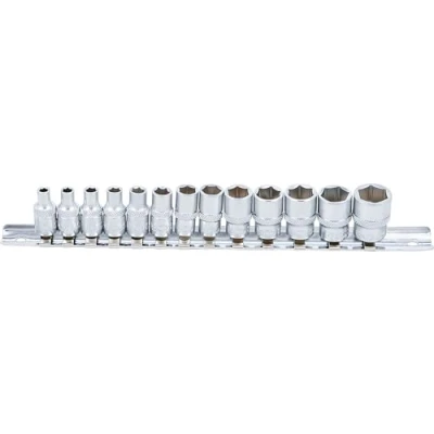 Image of BGS 9102 Socket Set, Hexagon 6.3 mm (1/4&quot;) Drive 4 14 13 pcs.