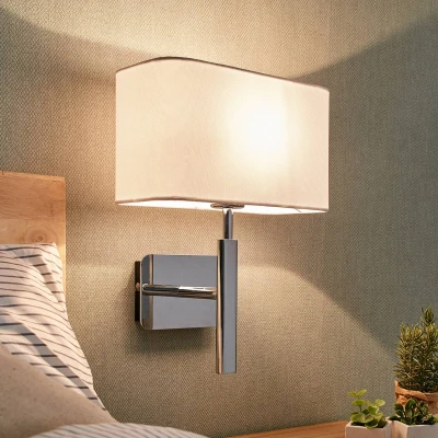 Image of Lucande Wall lamp Jettka with fabric lampshade and switch
