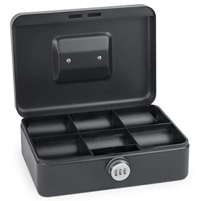 Image of SAX Cash Box with Combination Lock, Extra Strong 25 x 18 9 cm, Large, Black Safety