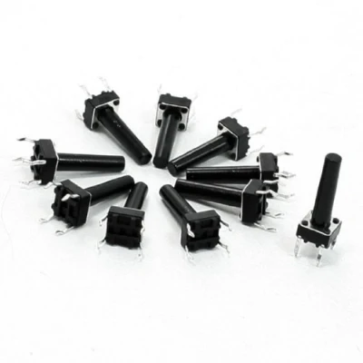 Image of sourcing map 10 Pcs 6x6x17mm 4 Pin DIP PCB Momentary Tactile Tact Push Button Switch