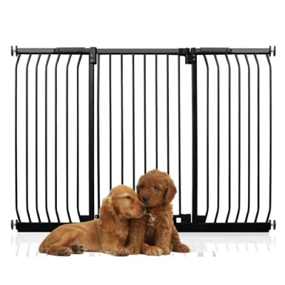 Image of Bettacare Extra Tall Elite Dog Gate, 152cm 161cm, Matt Black, 96.8cm in Height, Pressure Fit Pet Gate for and Puppy, Barrier, Easy Installation
