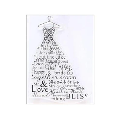 Image of Wedding Dress Silicone Clear Stamp Cling Seal Scrapbook Embossing Album Decor Arts Supplies Easy to Use