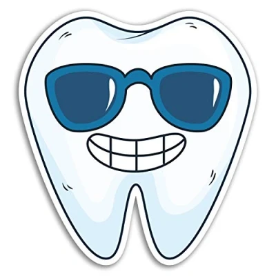 Image of 2 x 10cm Tooth Vinyl Stickers Teeth Funny Dentist Student Sticker #17353 (10cm Tall)