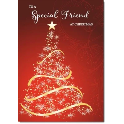 Image of doodlecards Special Friend Christmas Card Red Abstract Tree Medium Size for with Plain Envelope