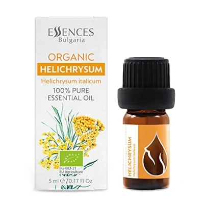 Image of Essences Bulgaria Organic Helichrysum Essential Oil 5ml italicum 100% Pure and Natural Undiluted Therapeutic Grade Family Owned Farm Steam Distilled Non GMO Vegan