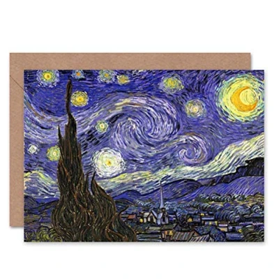 Image of Wee Blue Coo Starry Night By Van Gogh Blank Greeting Card CL1185