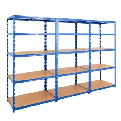 Image of BiGDUG Heavy Duty Garage Shelving Unit 3 Bay 179x90x60 cm 200kg UDL Per Shelf (1000kg Bay) 3x Blue Storage Shelves 5 Tier Shed
