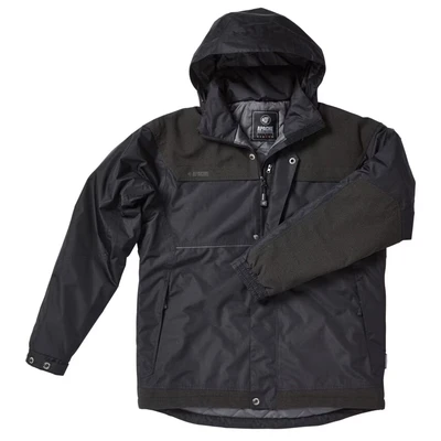 Image of Apache ATS Waterproof Workwear Padded Jacket Black Size XL (48inch) Durable Material Panels Multi Pocket Features Removable Strom Hood