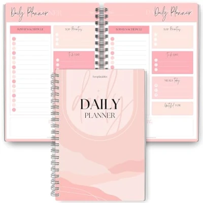 Image of Daily Planner, To Do List Notebook, Productivity Day Planner for Organization, Undated Notepad A5 (Pink)