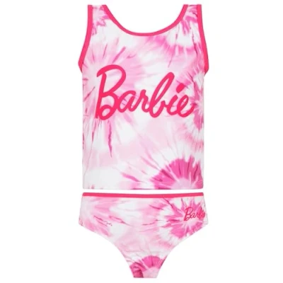 Image of Barbie Swimming Costume Girls Tankini Set Two Piece Pink 8 9 Years