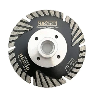 Image of DT DIATOOL Diamond Turbo Saw Blade with Slant Protection Teeth 4 Inch / 105mm Cutting Disc M14 Thread for Concrete Tile Granite Marble Masonry