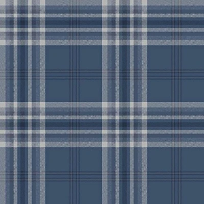 Image of Catherine Lansfield Kelso Check Wallpaper Navy Blue