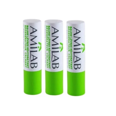 Image of Merck Amilab Lip care 4 in 1 Soothes, Nourishes, Repairs and Protects against external aggressions Accelerates healing Softens dry lips Set of 6 sticks