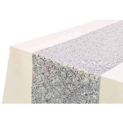 Image of Christmas Concepts® Sequin Table Runner 13&quot; x 60&quot; Wedding/Party Decoration Luxury Wedding Decorations (Silver)