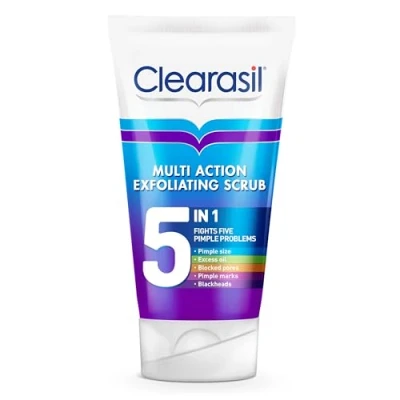 Image of Clearasil Skincare For Acne , 125ml, Face Exfoliant, Scrub, Oily Skin Cleanser, Pore Cleaner, Blackhead Salicylic Acid Wash, Clear In 12 Hours, Spot Treatments, Care