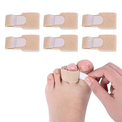 Image of 6 Pcs Hammer Toe Straightener, Splints, Crooked Toes &amp; Overlapping Toes，Protecting Curved and Hammertoes, Protector，Toe Cushioned Bandages for Correcting