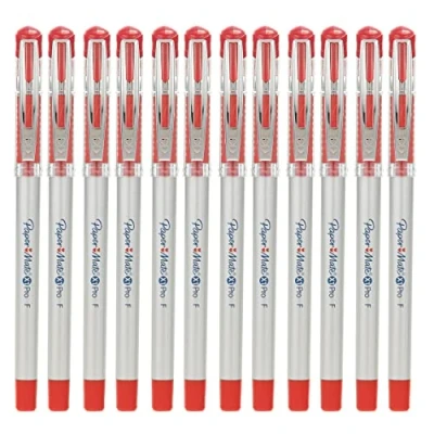 Image of URBNLIVING 12 Pcs x 0.5mm Comfort Grip Gel Pens, School Office Stationary Refill, Blue, Red and Black (Red)