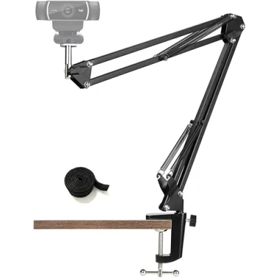Image of Tencro Webcam Stand Desktop Scissor Arm Holder Camera Desk Clamp Mount for Logitech C922 C930e C930 C920 C615, Other Devices with 1/4&quot; Thread