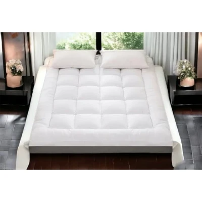 Image of Pro Home 1400gsm Mattress Topper 4 Inch Extra Thick Microfiber Filled Box Stitched elasticated Straps Hypoallergenic Soft &amp; Firm Hotel Quality Bed (King 152 x 200cm)