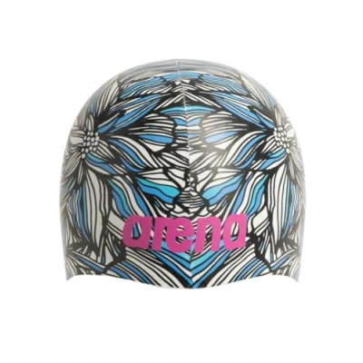 Image of Arena Unisex Adult Poolish Molded Silicone Swim Cap for Training and Racing, One Size Fits Most, Dahlia/Pink Black Blue