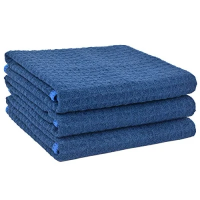 Image of VIVOTE Microfibre tea Towels_Waffle Drying Kitchen Towels_Dish Cleaning Towel_Soft and Thick towel_ Blue T Towels 40X56cm (3pcs Navy Blue)