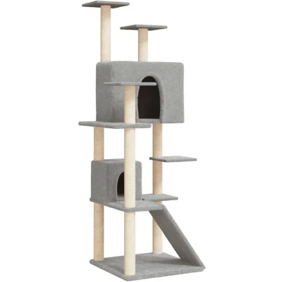 Image of vidaXL Cat Tree with Sisal Scratching Posts Light Grey 153 cm