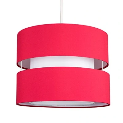 Image of MiniSun Modern 2 Tier Cylinder Ceiling Pendant Light Shade in a Red Finish
