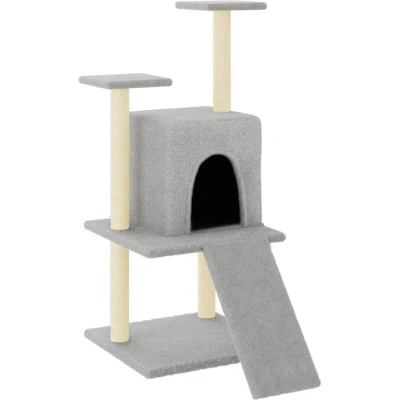 Image of vidaXL Cat Tree with Sisal Scratching Posts Light Grey 110 cm