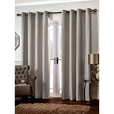 Image of 66&quot; x 90&quot; (168cm 228cm) Luxury Silver Grey Plain Matte Velvet Plush Soft Touch Ring Top Eyelet Pair Curtains Lined Heavy Fabric By SW Living