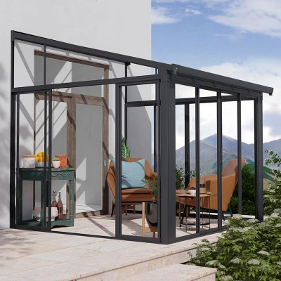 Image of 10&#039; x Palram Canopia SanRemo Grey Lean To Conservatory (3.05m 3.05m)
