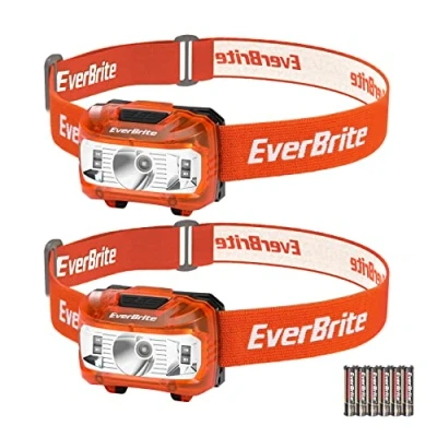 Image of EverBrite LED Head Torch Battery Powered, Lightweight Headlamp with 5 Lighting Modes, Headlight for Kids and Adults Camping, Running, Cycling, Fishing, Hiking, Reading(2 Pack, Orange)