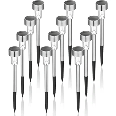 Image of GIGALUMI Solar Lights Outdoor Garden Led Light Landscape/Pathway Stainless Steel 12 Pack