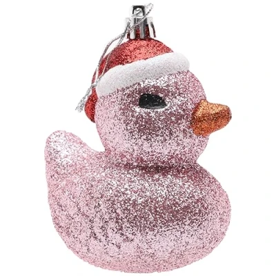 Image of Christmas Concepts® 1 x 110mm (4.3&quot;) Glittery Festive Duck Bauble Tree Decorations (Baby Pink)