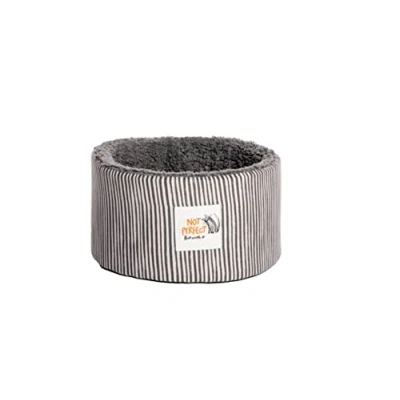 Image of Danish Design Battersea Dogs Home Snuggle Stripes Black and White Sherpa Fleece Lining Cat/Kitten Cosy Bed Large 20 Inch