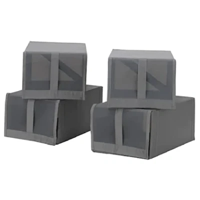 Image of SKUBB Shoe Storage Organizer box, dark grey 22x34x16 cm (Pack of 4)