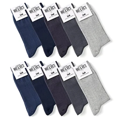 Image of Mens Socks (10 Pair Pack) by Mat &amp; Vic&#039;s Cotton Classic Comfortable Breathable (UK &#039;6 9 / EU 39 42, Earth Colours Brown)