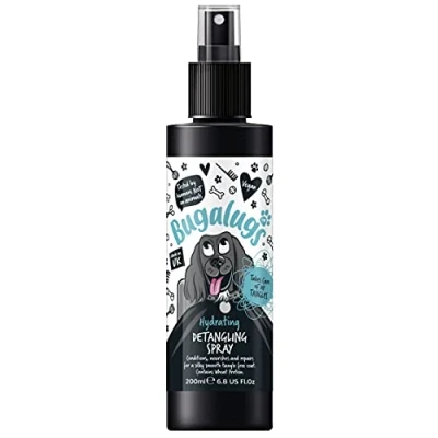 Image of Bugalugs dog Detangler spray leave In conditioner for de matting. No tangles. Professional grooming formula contains Wheat protein. Pet detangling knot removal (200ml)