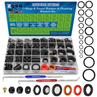 Image of ZDBB 1075 Pcs 3 in 1 Tap Repair Washers &amp; Hose Gasket Faucet O Rings Kit 37 Size Plumbing Rubber Assortment Set for Kitchen Outdoor Bib Water Spigot Seal