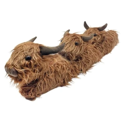 Image of Lesser Pavey Cute Fluffy Animal Door Draught Excluder White Sheep or Orange Highland Cow (Highland Cow)